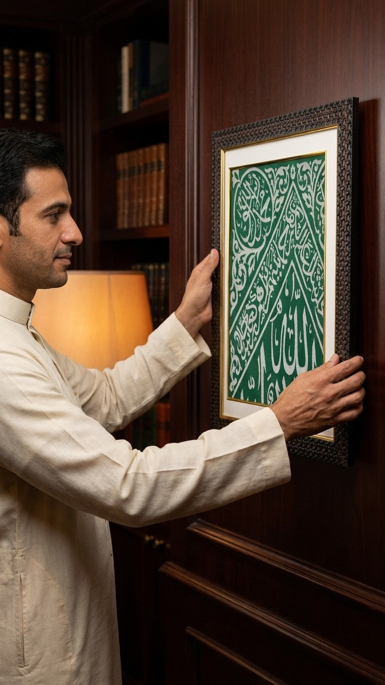 Framed Authentic Green Kiswah Cloth from the Prophet Muhammad’s ﷺ Chamber