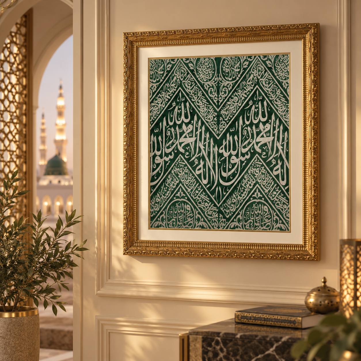 Original Green Kiswah Cloth Wall Hanging