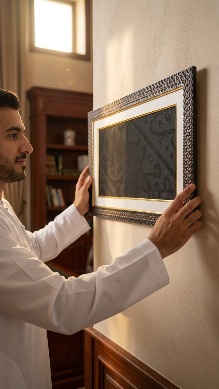 Framed Authentic Kiswah (Kaaba Cloth) Wall Hanging