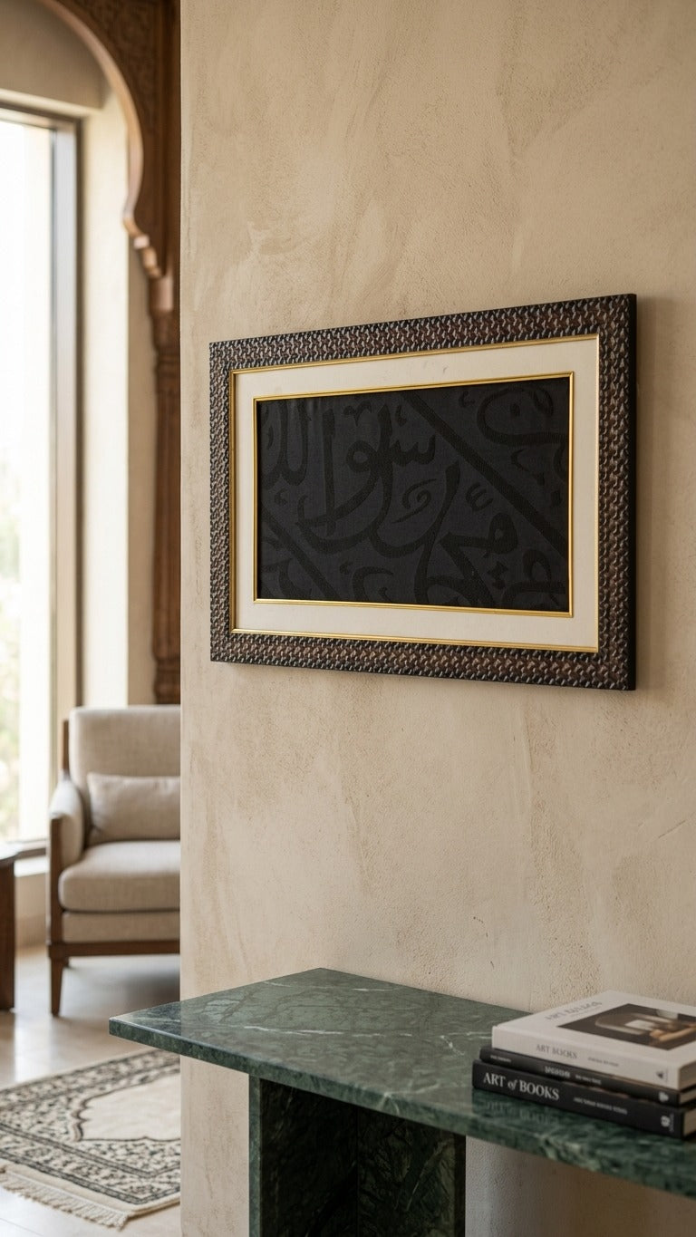 Framed Authentic Kiswah (Kaaba Cloth) Wall Hanging