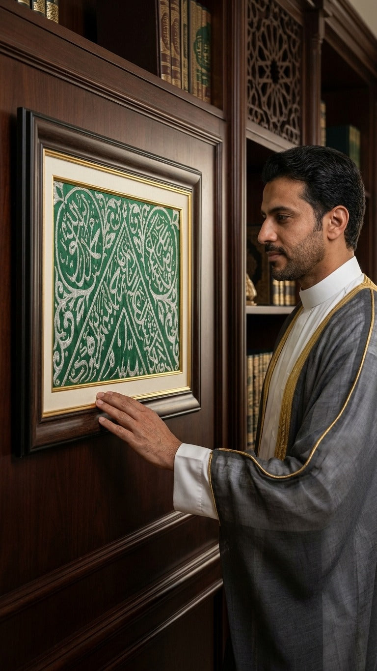 Original Green Kiswah Wall Hanging (Framed)