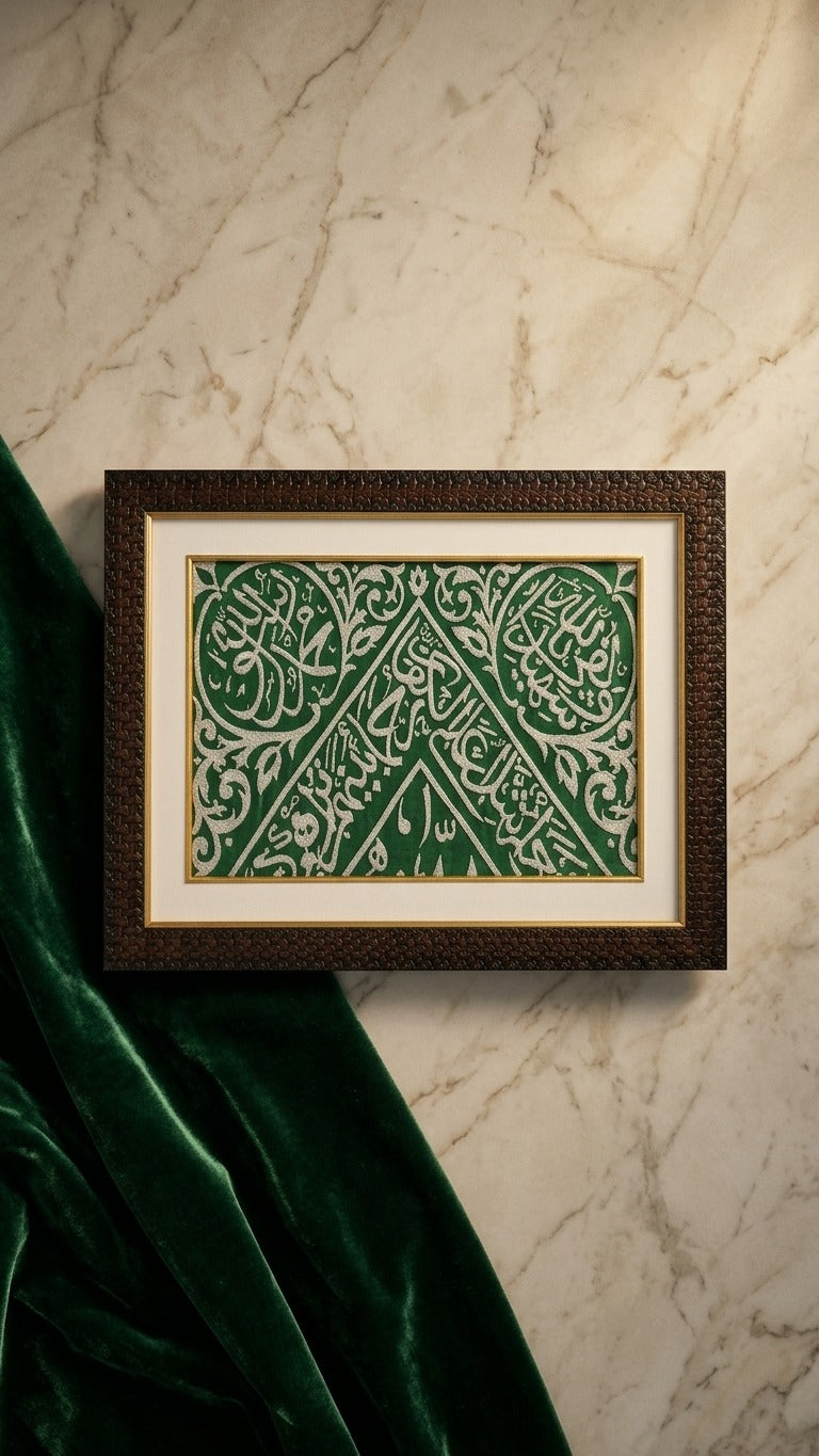 Original Green Kiswah Wall Hanging (Framed)