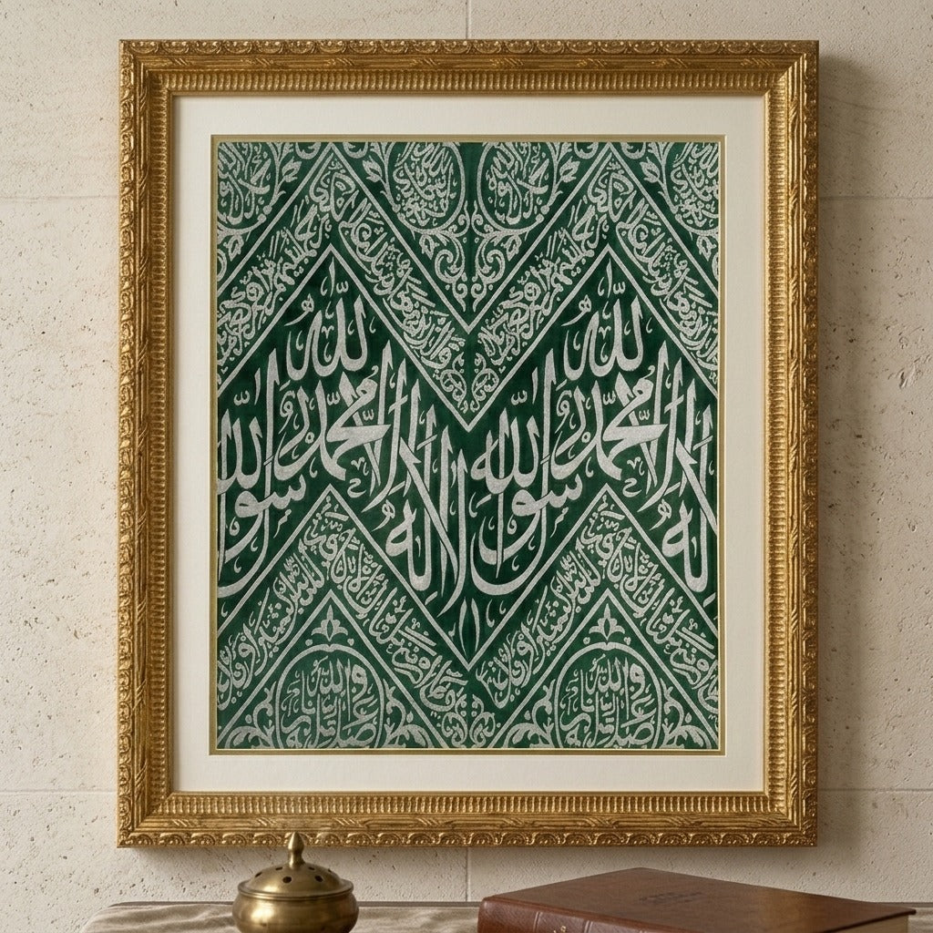 Original Green Kiswah Cloth Wall Hanging