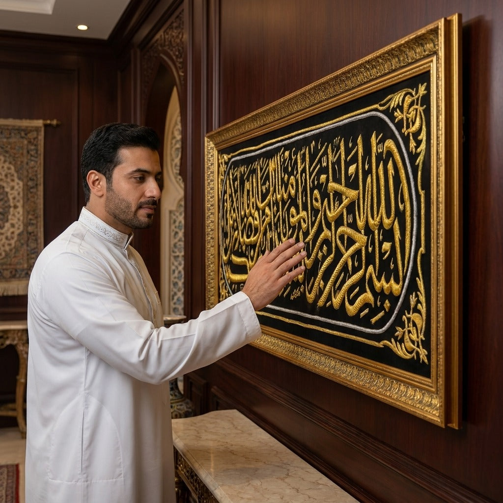 Authentic Kiswah of Kaaba Hizam Cloth Wall Hanging