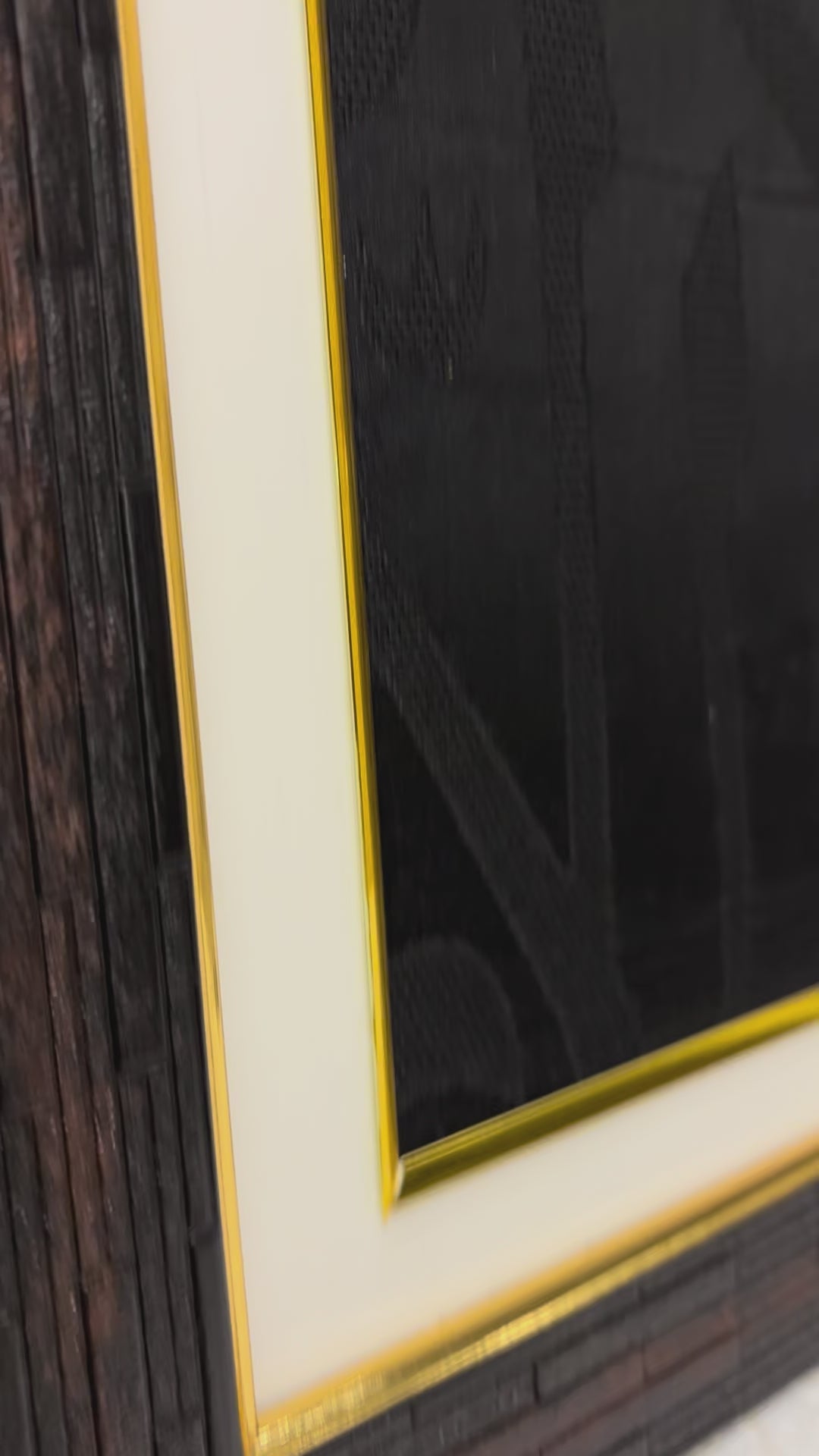 Framed Authentic Kiswa Kaaba Cloth Wall Hanging: Islamic Wall Art for Muslim Home Decor, Hajj Umrah  Gift